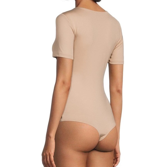 Gianni Bini Short Sleeve, Crew Neck, tan,brown, Bodysuit,Top,Large - Picture 6 of 12